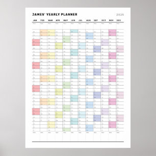 Poster Cartaz de Planejador Anual Minimalista Personaliza