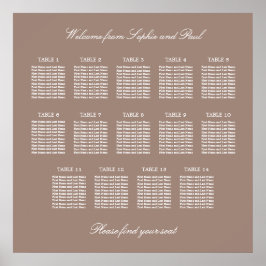 Poster Cartaz de Plano de Assento de Casamento da Mesa Ta