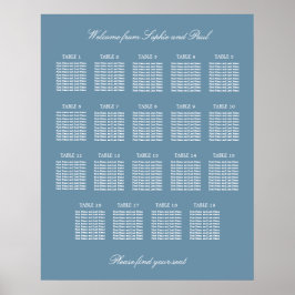 Poster Cartaz de Plano de Assento de Casamento de Mesa Az