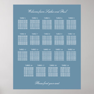 Poster Cartaz de Plano de Assento de Casamento de Mesa Az