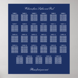 Poster Cartaz de Plano de Assentos de Casamento Azul Mari