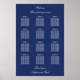 Poster Cartaz de Plano de Assentos de Casamento com 12 Me