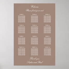Poster Cartaz de Plano de Assentos de Casamento da Mesa T