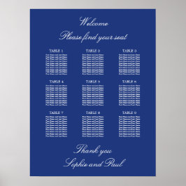 Poster Cartaz de Plano de Assentos de Casamento de Mesa 9