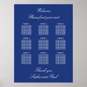 Poster Cartaz de Plano de Assentos de Casamento de Mesa 9