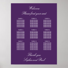Poster Cartaz de Plano de Assentos de Casamento de Mesa 9