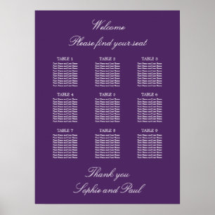 Poster Cartaz de Plano de Assentos de Casamento de Mesa 9
