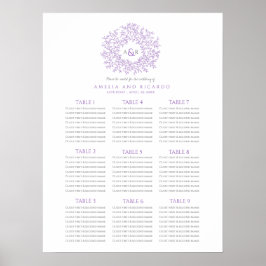 Poster Cartaz de plano de assentos de casamento em círcul