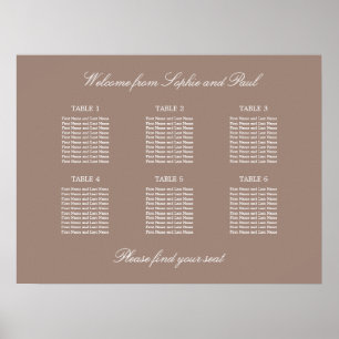 Poster Cartaz de Plano de Assentos de Casamento na Mesa T