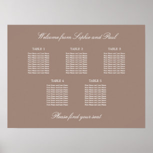 Poster Cartaz de Plano de Assentos de Casamento na Mesa T