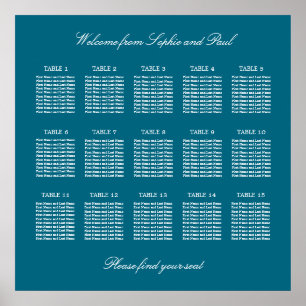 Poster Cartaz de Plano de Assentos de Casamento na Mesa T