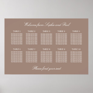Poster Cartaz de Plano de Assentos de Casamento na Mesa T