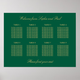 Poster Cartaz de Plano de Assentos de Mesa 8 Bege Dourado