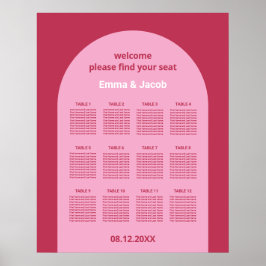 Poster Cartaz de Plano de Assentos de Mesa em Arco Magent