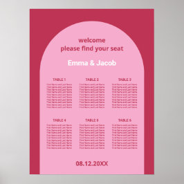 Poster Cartaz de Plano de Assentos de Mesa em Arco Magent