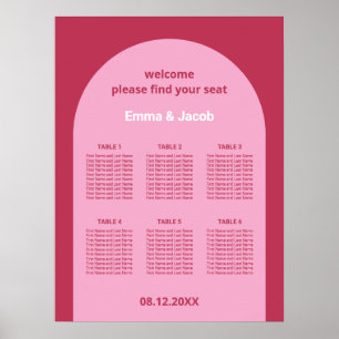 Poster Cartaz de Plano de Assentos de Mesa em Arco Magent
