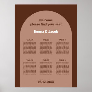 Poster Cartaz de Plano de Assentos de Mesa Mocha Brown Ar
