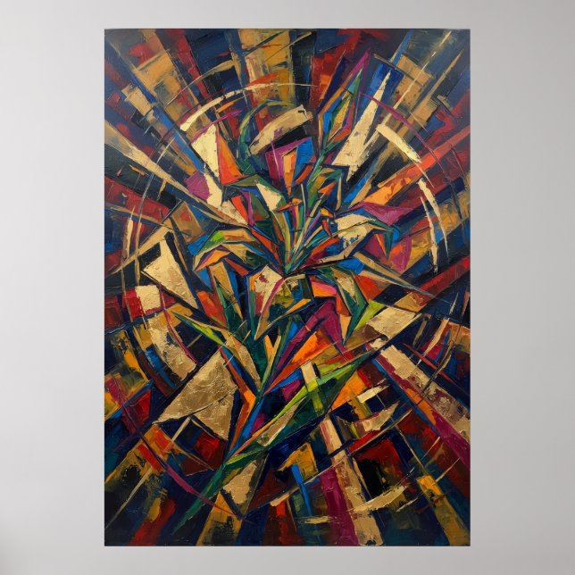 Poster Cartaz de Planta Abstrata Colorida (Frente)