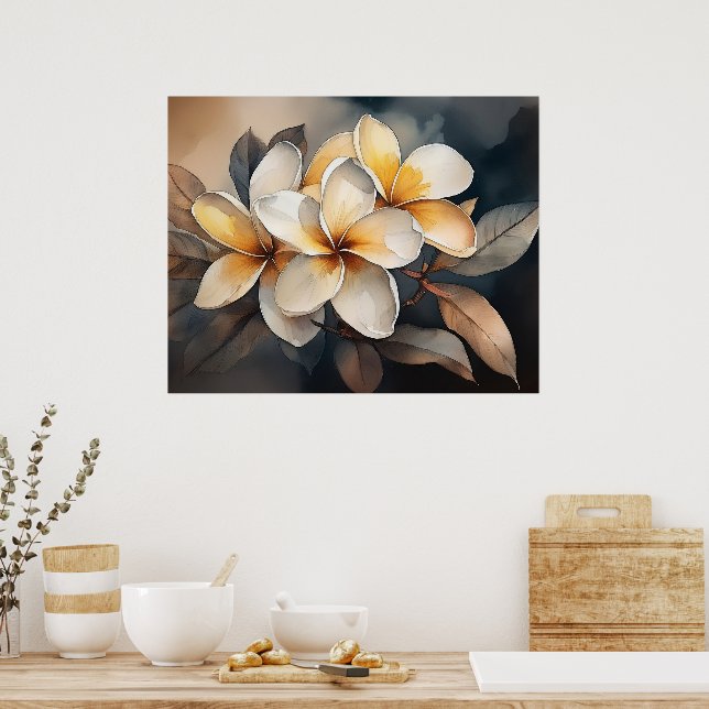Poster Cartaz de Plumeria Dourada (Cozinha)