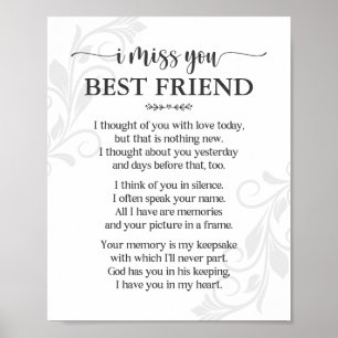 Poster Cartaz de Poema de Melhor Amigo 'Eu Sinto Saudades