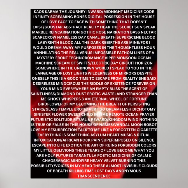 Poster cartaz de poema original KAOS KARMA (Frente)