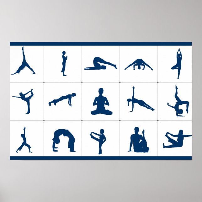 Poster Cartaz de Posturas de Yoga Árvore da Vida, Lótus e (Frente)