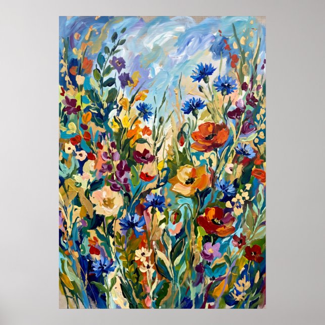 Poster Cartaz de Prado de Flores Silvestres Colorido (Frente)