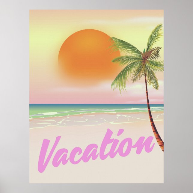 Poster Cartaz de praia de férias vintage dos anos 80 (Frente)