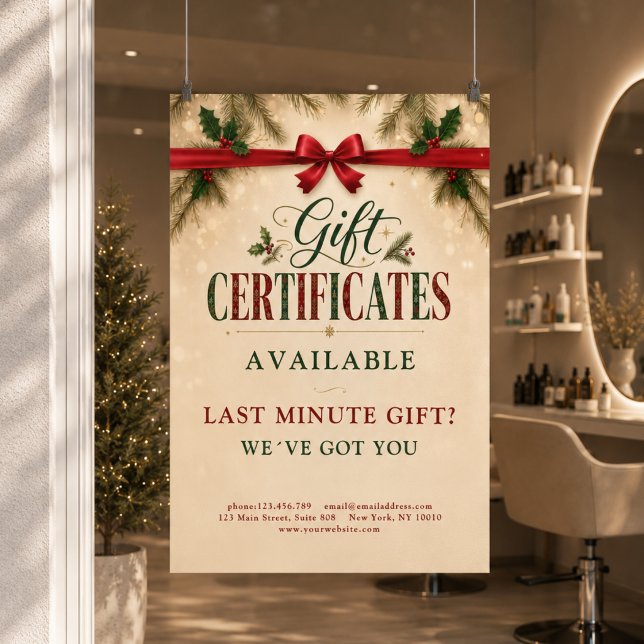Poster Cartaz de Promoção de Certificado de Presente de S (Christmas Salon Gift Certificate Promo Poster)