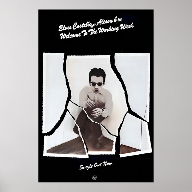 Poster Cartaz de Promoção de Elvis Costello 1977 Impressã (Frente)