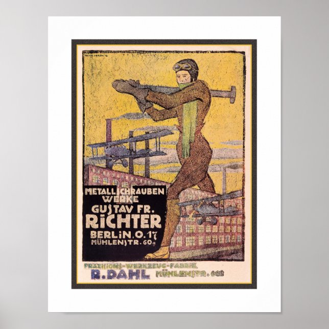 POSTER CARTAZ DE PROPAGANDA AÉREA ANTIGA (Frente)
