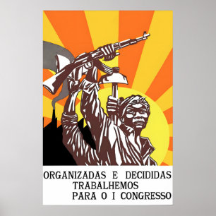 Poster Cartaz de Propaganda Africana dos anos 1970 Angola