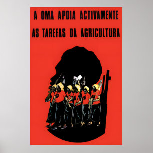 Poster Cartaz de Propaganda Africana dos anos 1970 Angola