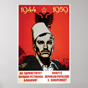 Poster Cartaz de Propaganda Amizade Albanesa-Soviética Lo