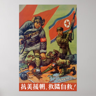 Poster Cartaz de Propaganda Chinesa Solidariedade com o N