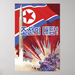 Poster Cartaz de Propaganda Coreia do Norte Resposta da C