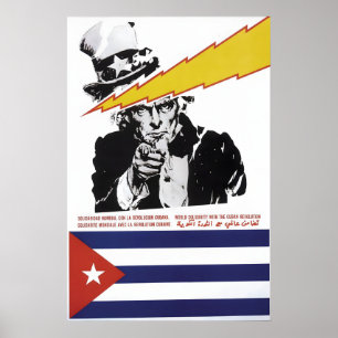 Poster Cartaz de Propaganda Cuba Solidariedade Mundial co