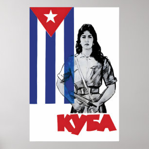 Poster Cartaz de Propaganda Cubana Mulheres Revolucionári