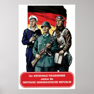 Poster Cartaz de Propaganda da Alemanha Oriental NVA O Na