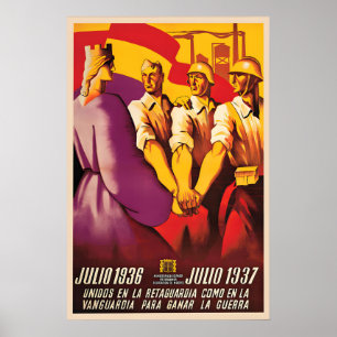 Poster Cartaz de Propaganda da Guerra Civil Espanhola Uni