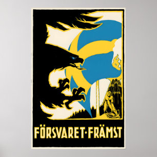 Poster Cartaz de Propaganda da I Guerra Mundial Defesa Na