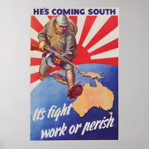Poster Cartaz de Propaganda da II Guerra Mundial Ele Está