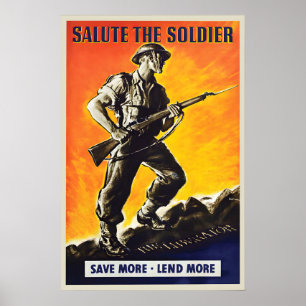Poster Cartaz de Propaganda da II Guerra Mundial Saudação