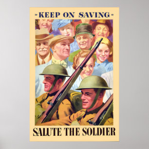 Poster Cartaz de Propaganda da II Guerra Mundial Saúdo o 