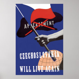 Poster Cartaz de Propaganda da II Guerra Mundial Tchecosl