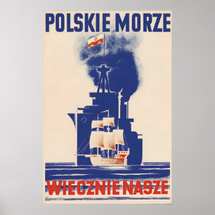 Poster Cartaz de Propaganda da Polônia dos anos 30 Mar Bá