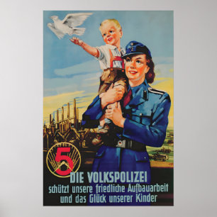 Poster Cartaz de Propaganda da RDA A Volkspolizei protege