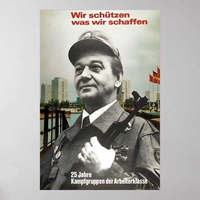 Poster Cartaz de Propaganda da RDA Nós protegemos o que c (Frente)