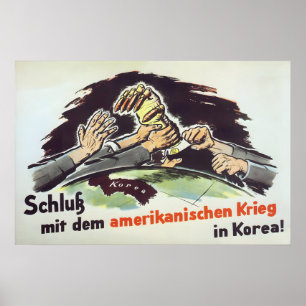 Poster Cartaz de Propaganda da RDA Pare a Guerra American