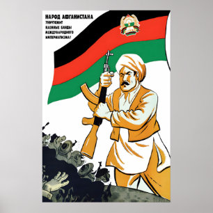 Poster Cartaz de Propaganda da União Soviética Turcomeno